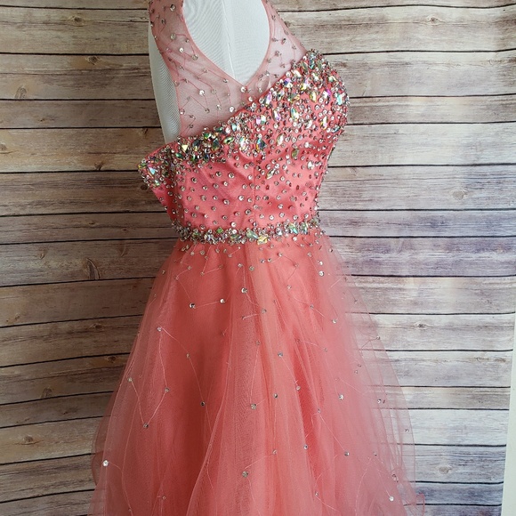 NWT Coral Sequin Jewel Homecoming/Prom Dress - Picture 4 of 6
